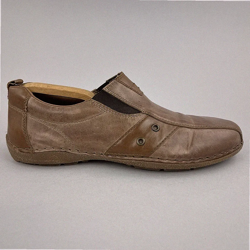Rieker braune Leder Slipper Halbschuhe klassisch bequem Freizeitschuhe EU44 UK9,5