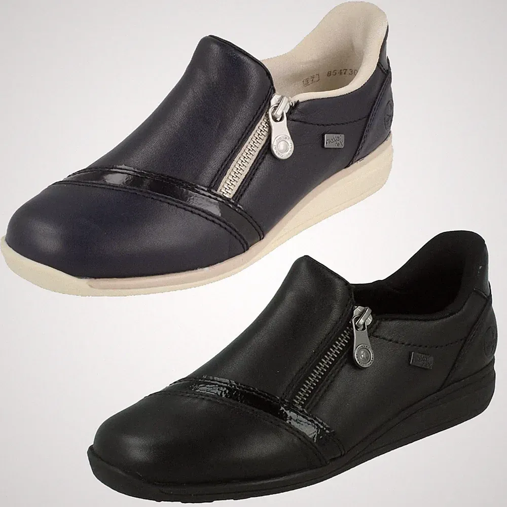 Rieker Damen Echtleder Extra Weite Ready To Go Schuhe Wasserdicht Loafer 47264