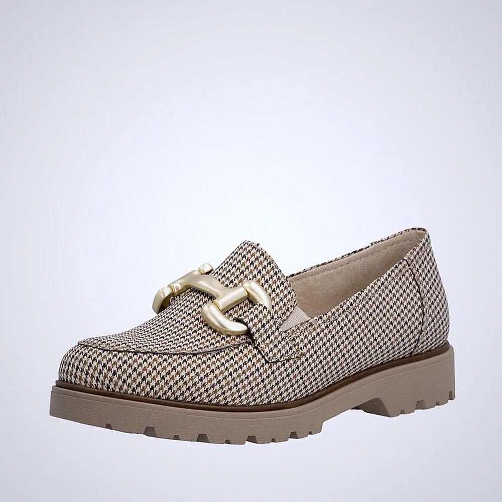 Rieker Damen Loafer Beige Kombi 45561-60 Slipper Halbschuhe Schlupfschuhe