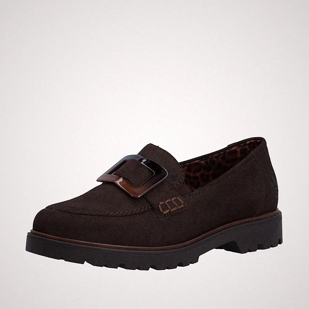Rieker Damen Loafer Dunkelbraun Nougat 45553-25 Halbschuhe Slipper Slipper
