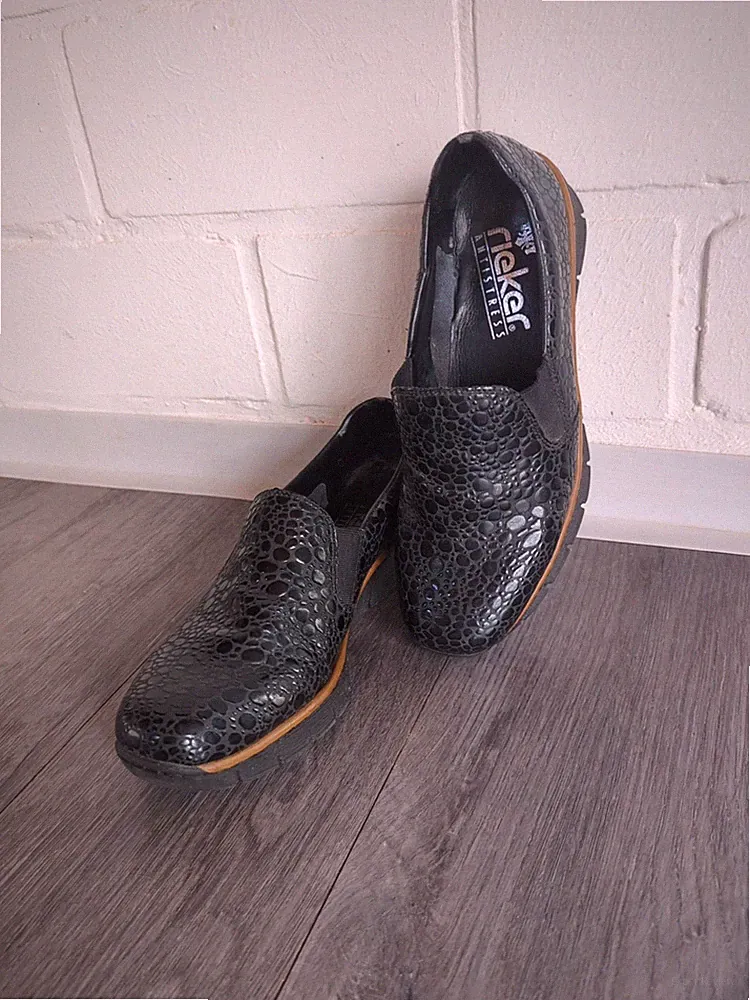 Rieker Damen Schuhe Loafer Schwarz Größe 38