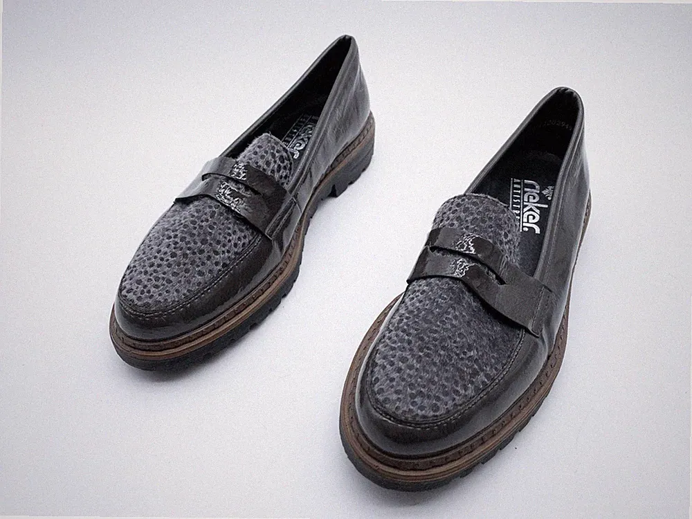 rieker Damen Slipper Halbschuh Freizeitschuh Loafer grau Gr 41 EU Art 37314-80