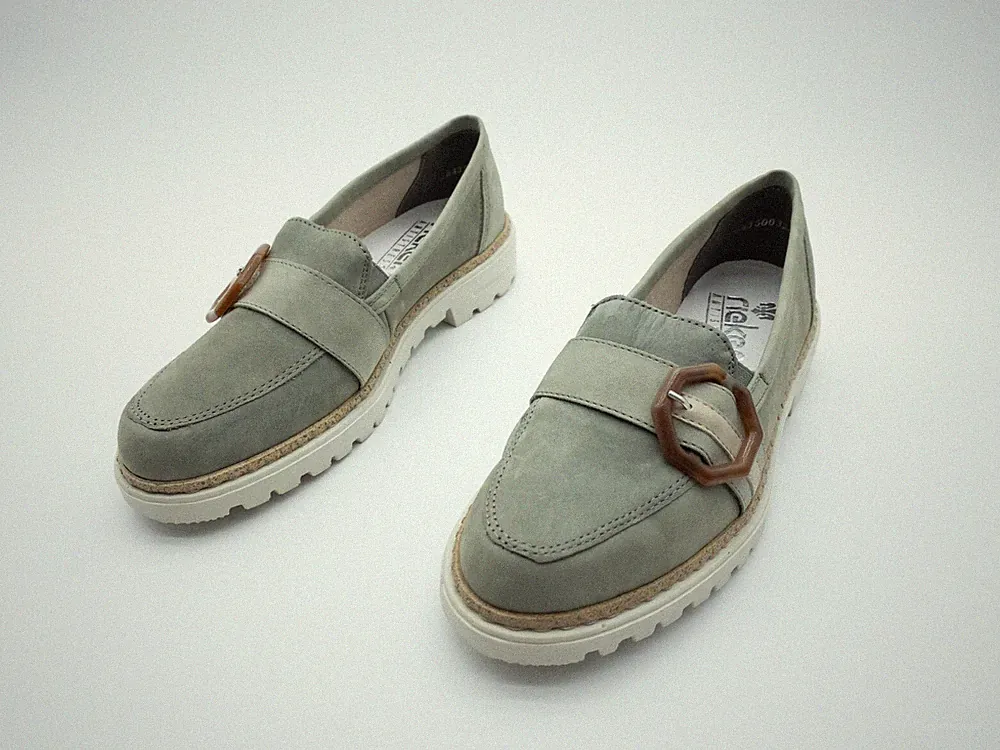 rieker Damen Slipper Halbschuh Freizeitschuh Loafer grün Gr 38 EU Art 17182-70