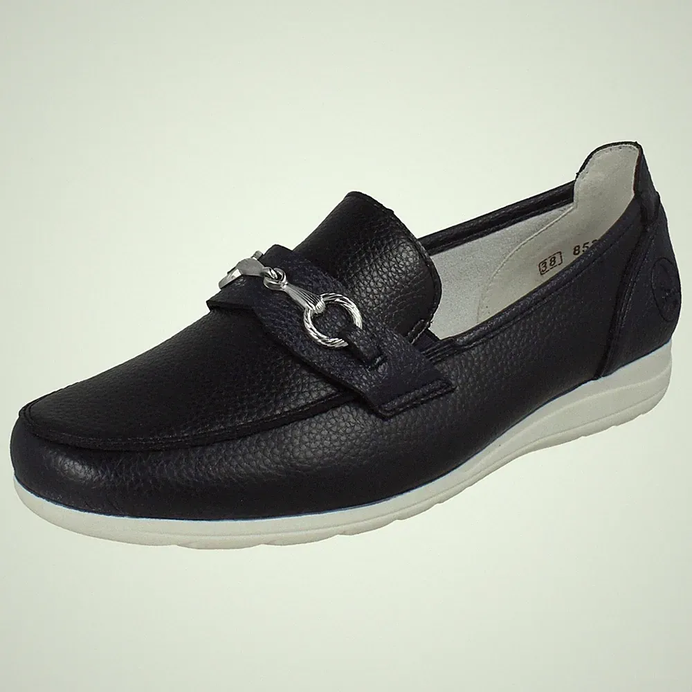 Rieker flache Damen-Slipper im Loafer-Stil mit Kettendetails "L9355"