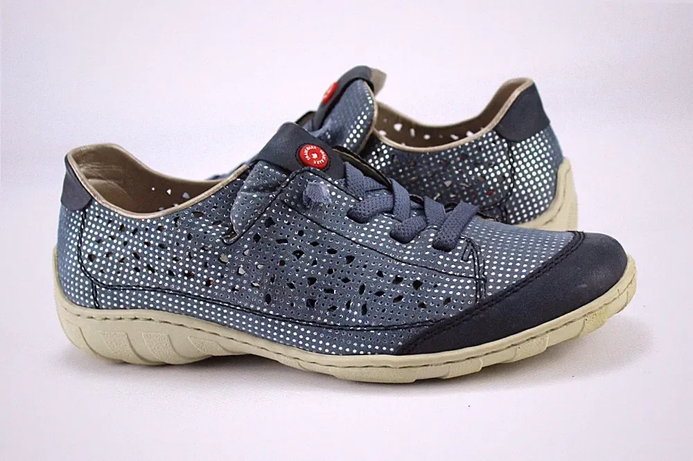 Rieker Gr.37 Damen Halbschuhe Slipper Sneaker Loafers Blau TOP P 341