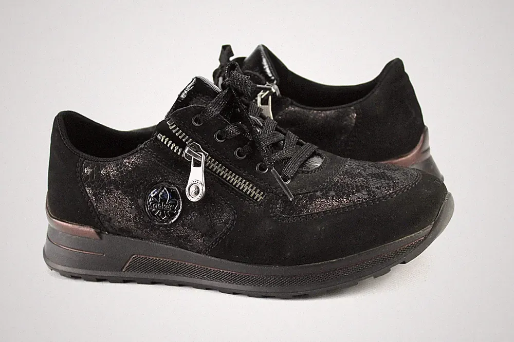 Rieker Gr.38 Damen Halbschuhe Slipper Sneaker Loafers Schwarz TOP M 711