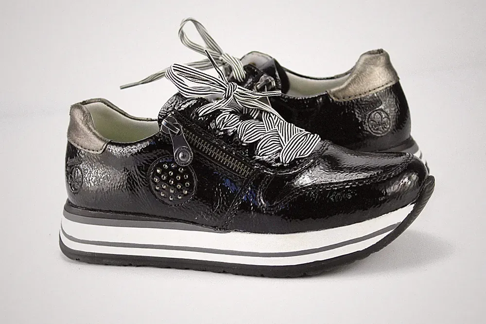Rieker Gr.38 Damen Halbschuhe Slipper Sneaker Loafers Schwarz TOP T 45