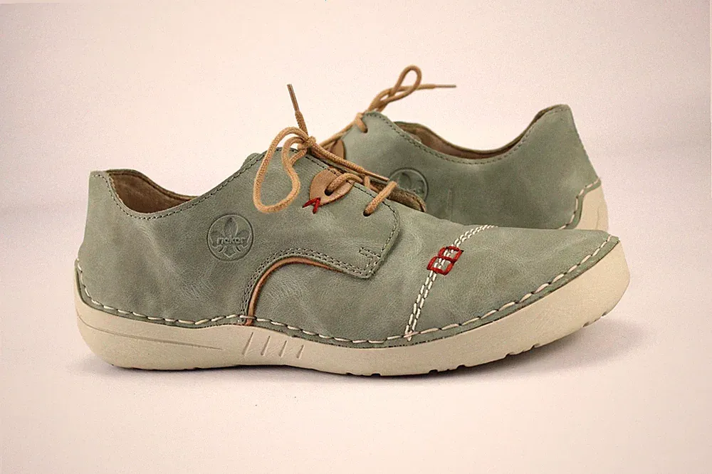 Rieker Gr.39 Damen Comfort Halbschuhe Slipper Sneaker Loafers Grün TOP T 804