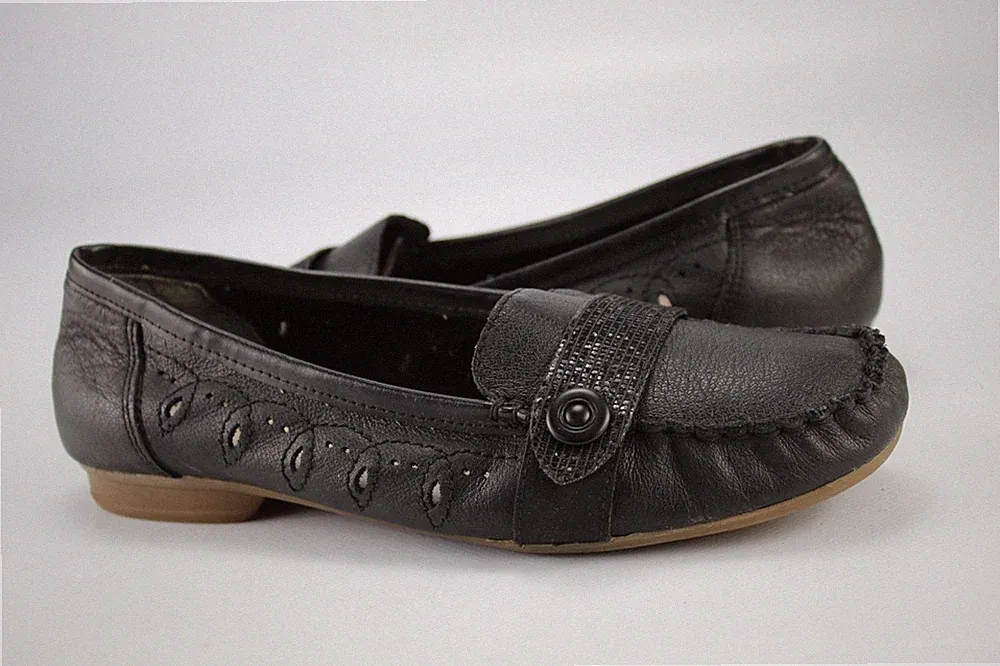 Rieker Gr.39 Damen Halbschuhe Ballerinas Slipper Loafers Schwarz TOP P 925