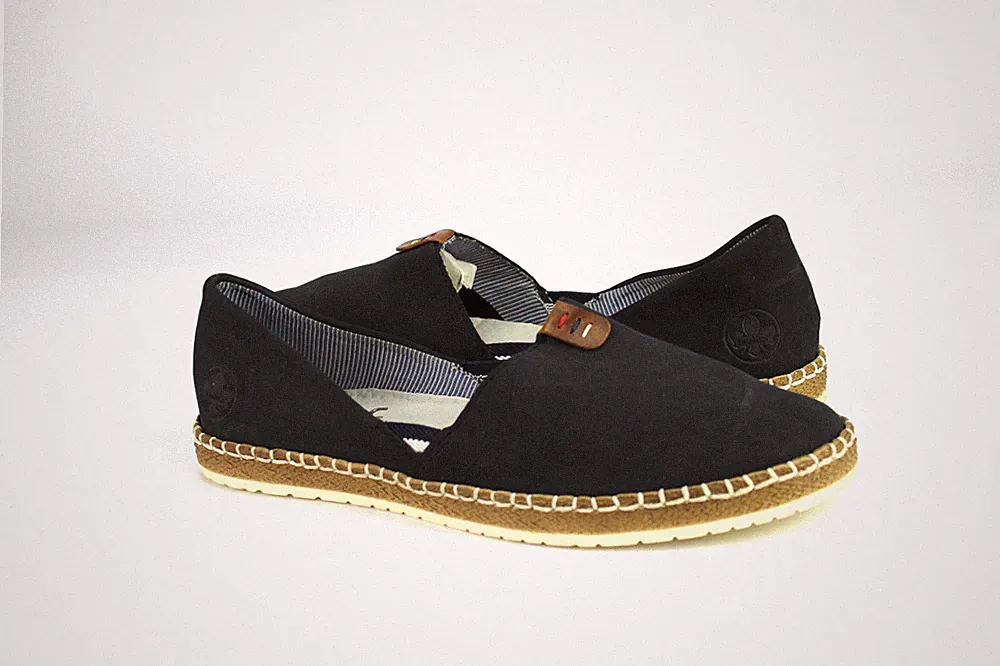 Rieker Gr.40 Damen Halbschuhe Ballerinas Slipper Loafers Schwarz TOP i 169