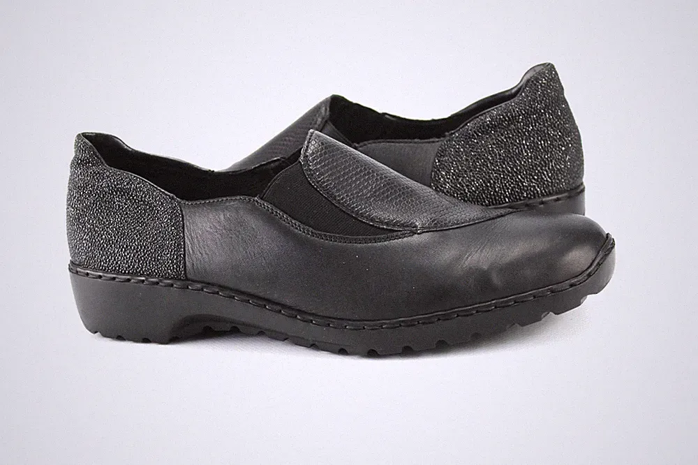 Rieker Gr.41 Damen Halbschuhe Ballerinas Slipper Loafers Schwarz TOP T 51