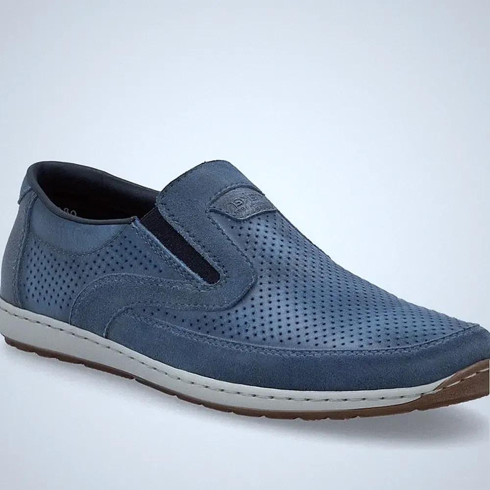 Rieker Herren Blaue Leder Loafer Freizeit 08858-12