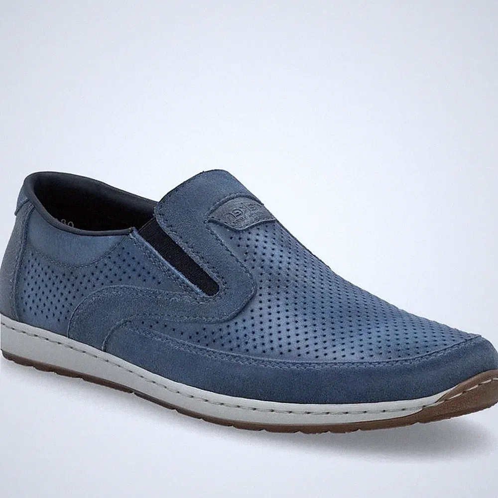 Rieker Herren Blaue Leder Loafer Freizeit 08858-12