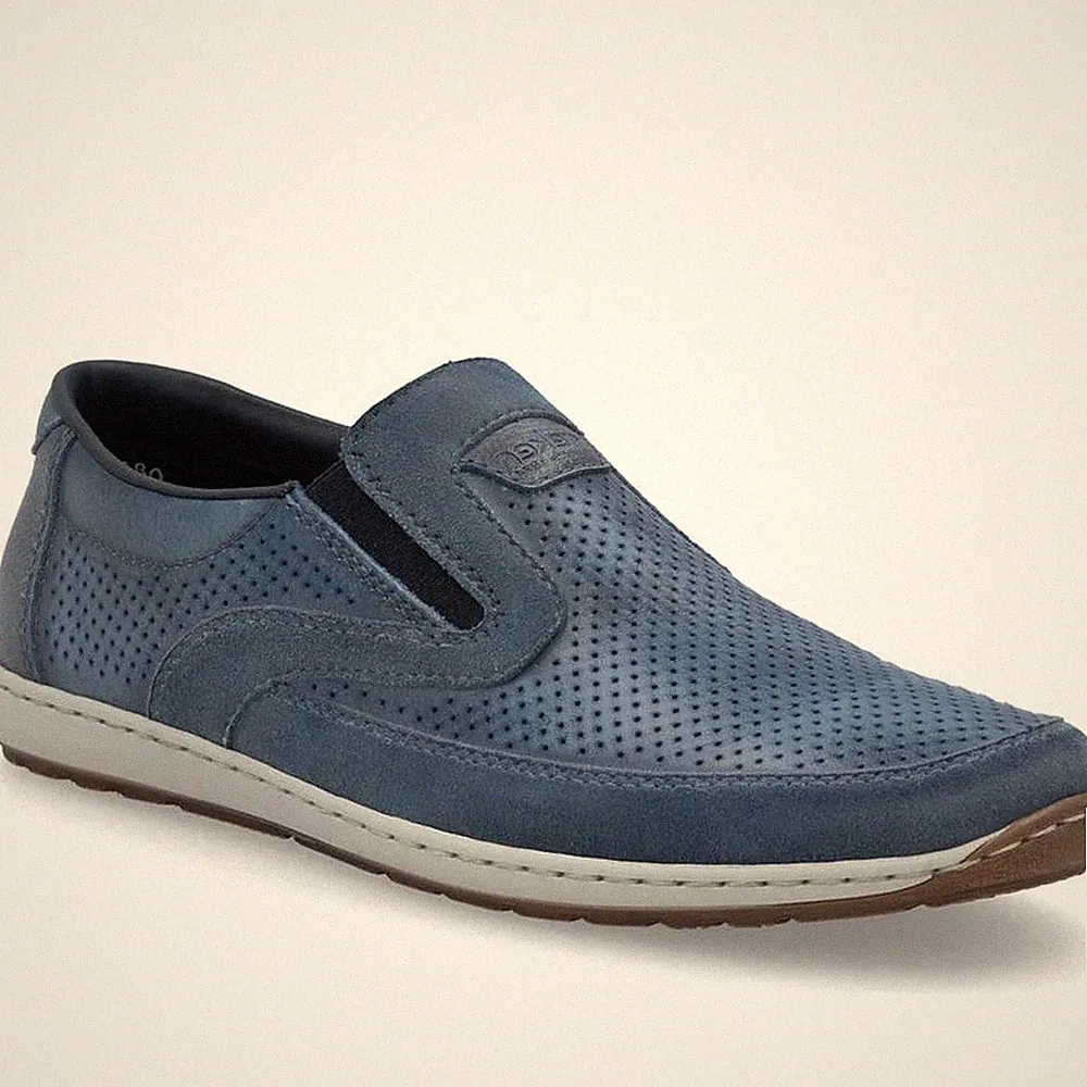 Rieker Herren Blaue Leder Loafer Freizeit 08858-12