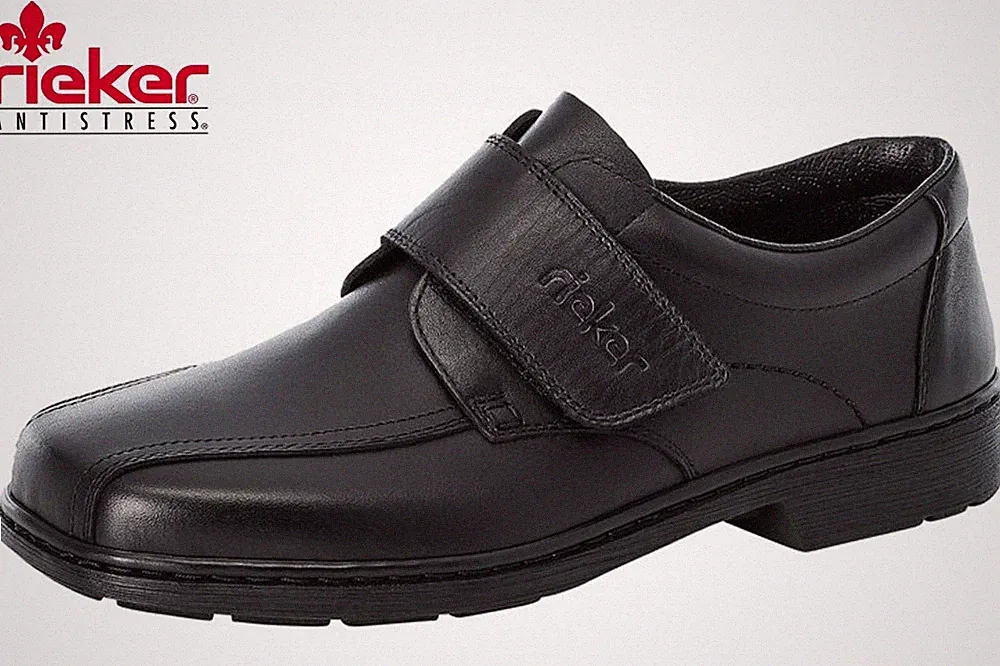 Rieker Herren Business Halbschuh Leder Schuhe Schwarz 16760-00