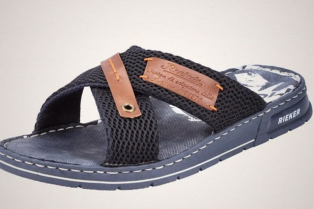 Rieker Herren Pantoletten Blau 21239-14 Sandalen Pantolette Sommer