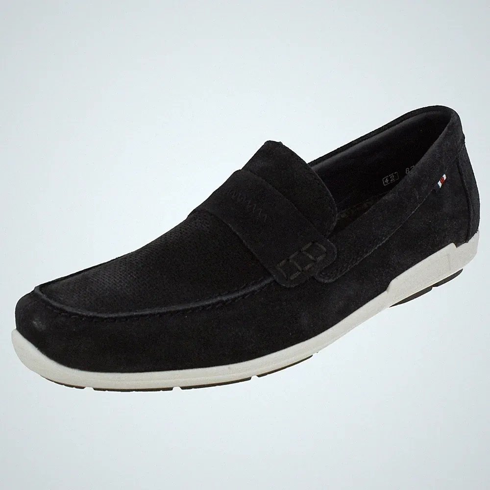 Rieker Herren Slipper Freizeit Schuhe Loafer - 09050 Blau Wildleder