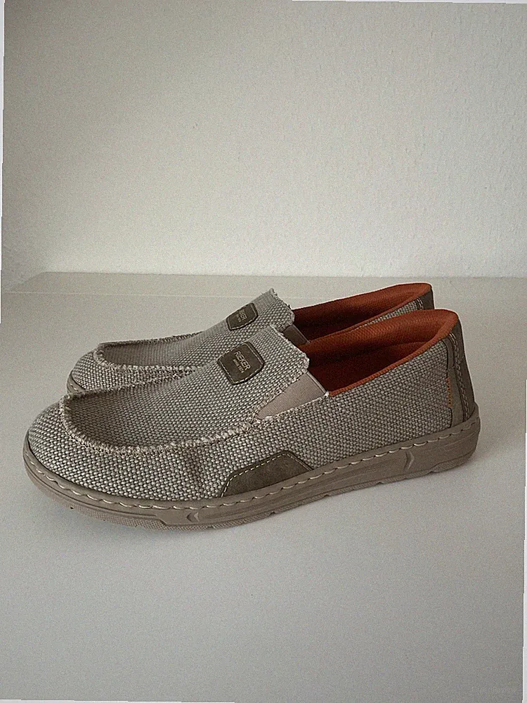 RIEKER Herren Slipper Loafer Gr. 44 Khaki Leicht Sommer Slip-On Neuwertig