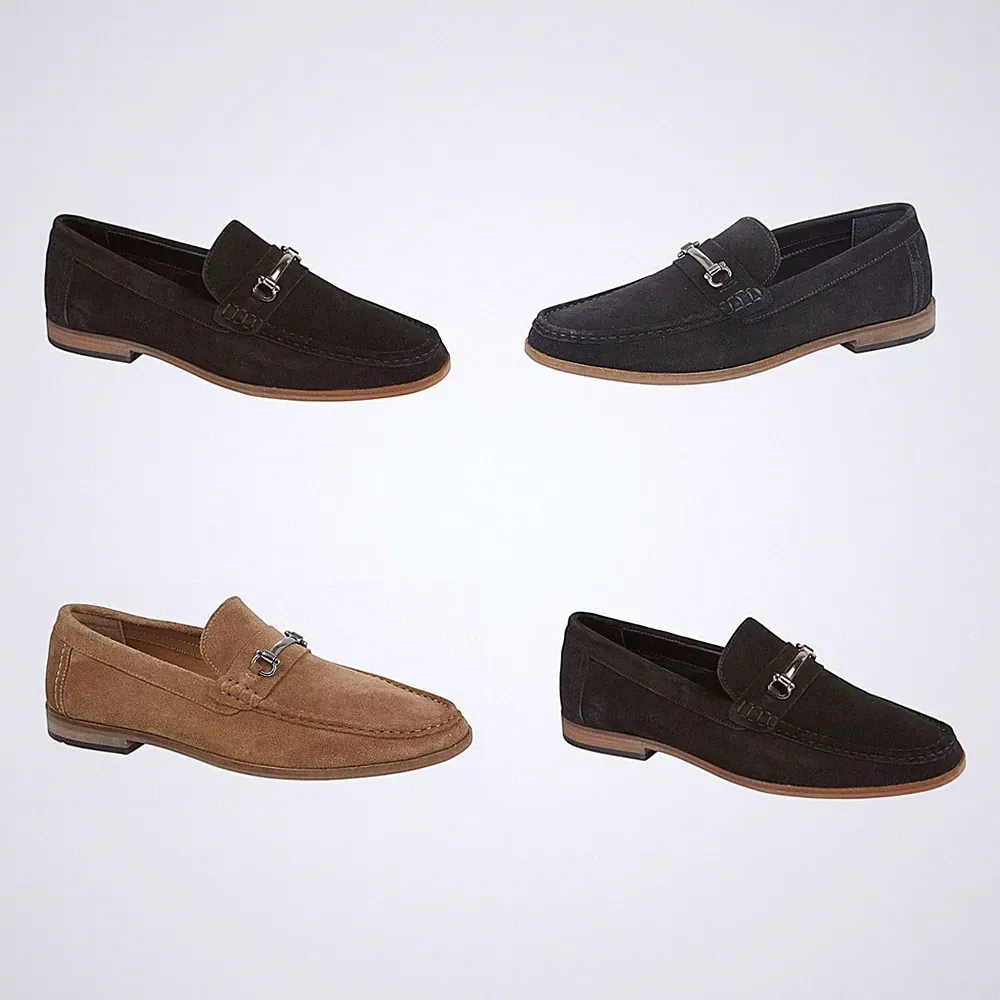 Roamers Herren Wildleder Halbschuhe Slipper Freizeitschuhe Schwarz Ledersohle Größen 6-12