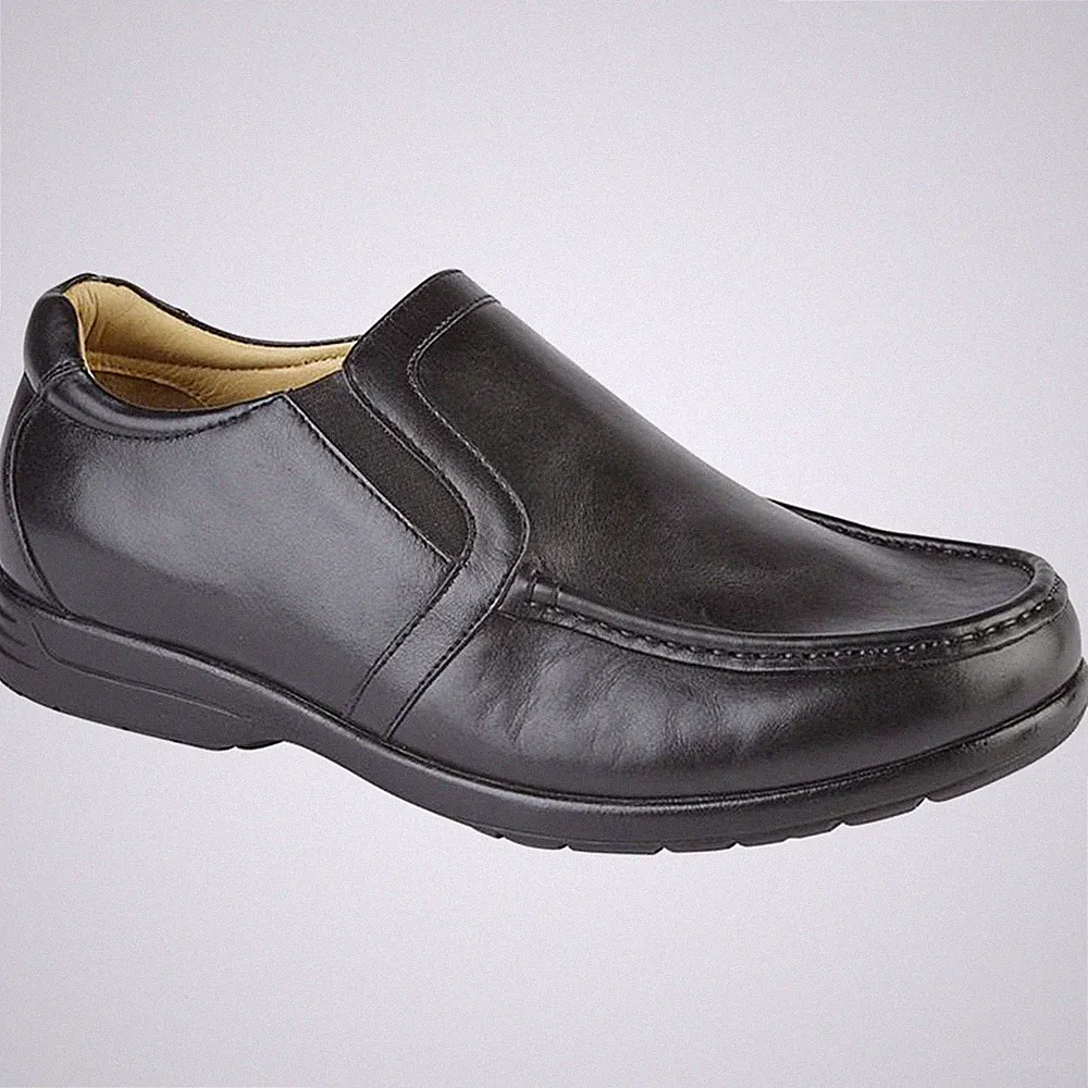 Roamers Newfield Herren Smart Freizeit Klassisch Leder Slipper Halbschuhe Schwarz Weite Passform