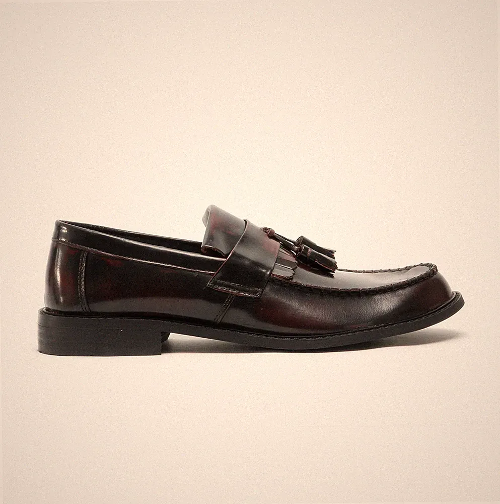 Roamers Rudeboyz Herren Leder Slipper Komfort Formell Ochsenblut Halbschuhe