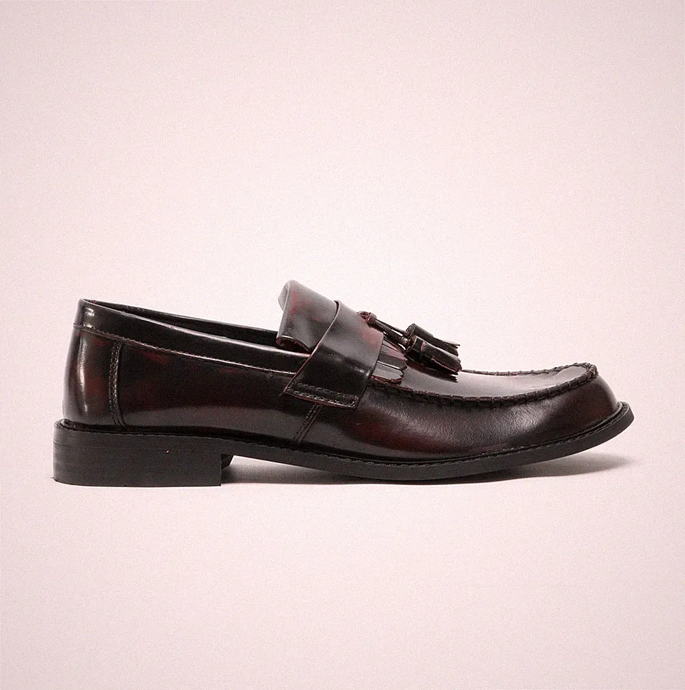 Roamers Rudeboyz Herren Leder Slipper Komfort Formell Ochsenblut Halbschuhe