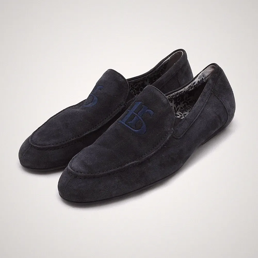 ROBERTO BOTTICELLI Loafer Slipper Wildleder Blau Schuhe Made in Italy Gr. 41