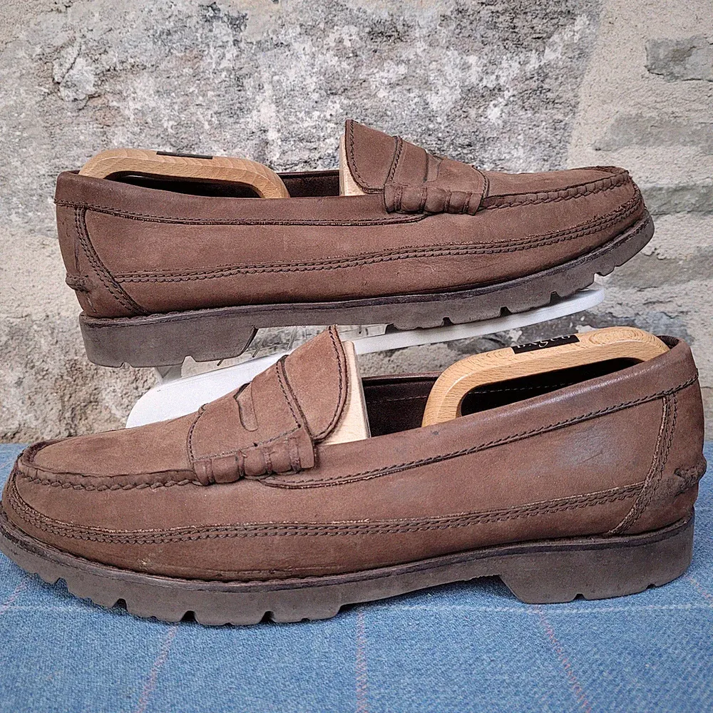 Rockport Braun Leder Nubuk Halbschuhe Herren Größe UK 10,5 W Vibram Sohlen Inkl. Bäume