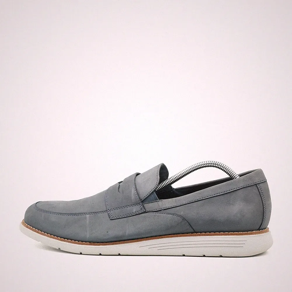Rockport Herren Total Motion Slipper Blau Nubukleder Dämpfung Loafer EU 46.5
