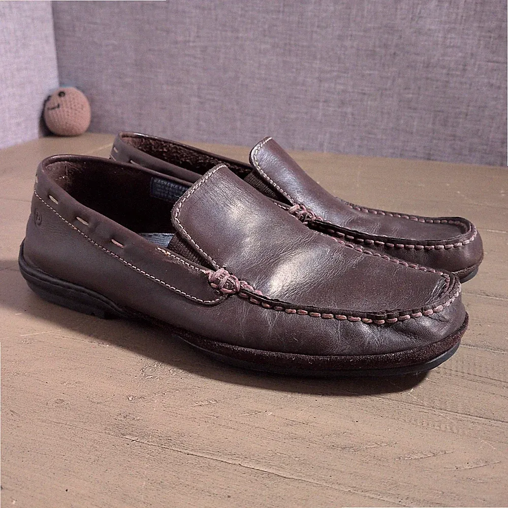 Rockport Herren Waschbar Leder Halbschuhe Größe 7W Weite Braun Fahren Mokassin...