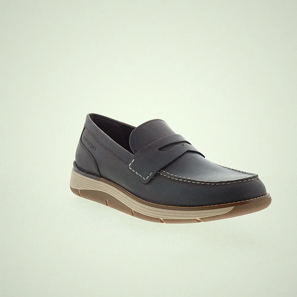 Rockport Liam RMLIAM Mens Brown Leather Loafers & Slip Ons Penny Shoes
