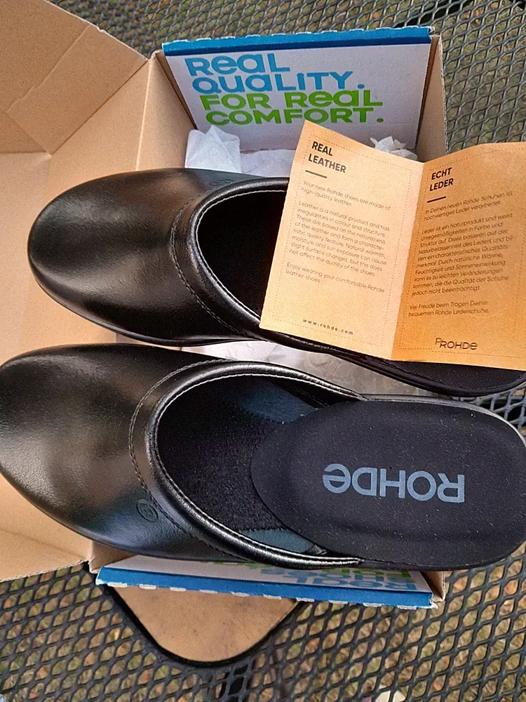 Rohde 1550 Herren Hausschuh Pantolette Leder schwarz Slip-On Weite G EU 43