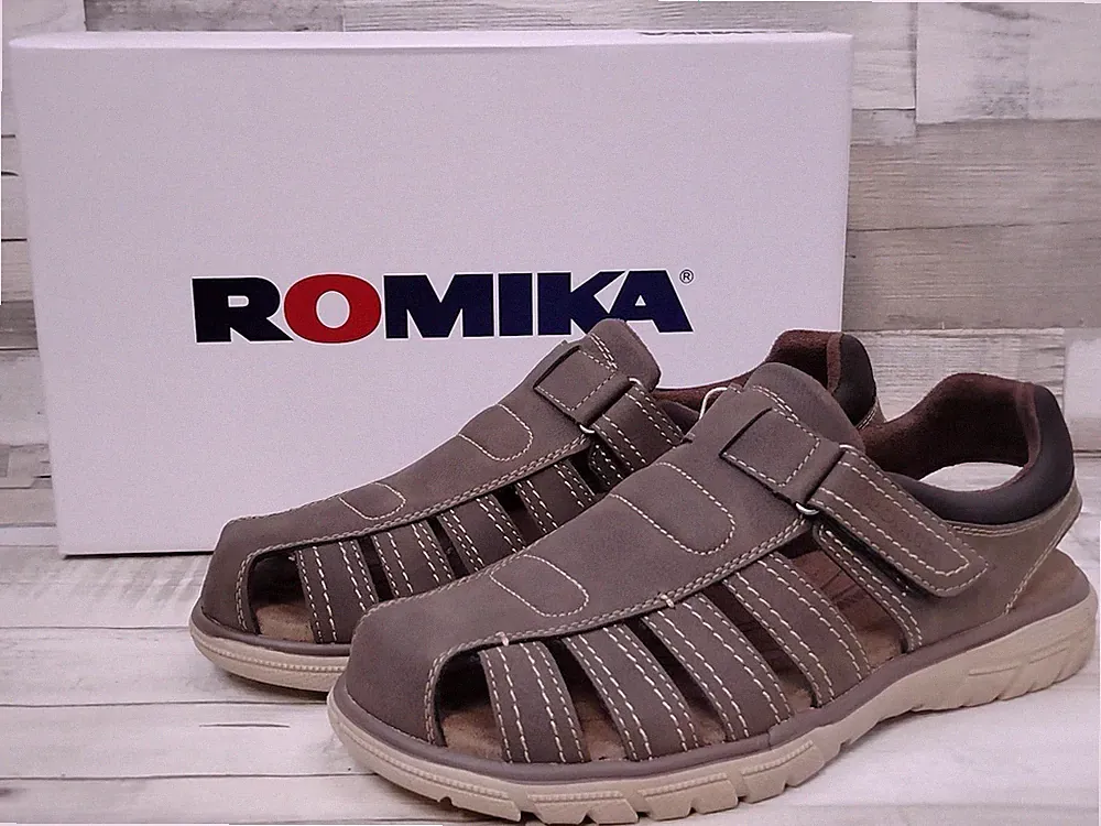 Romika Herren Bäcker-Sandale braun mit Klettverschluss Männersandalen