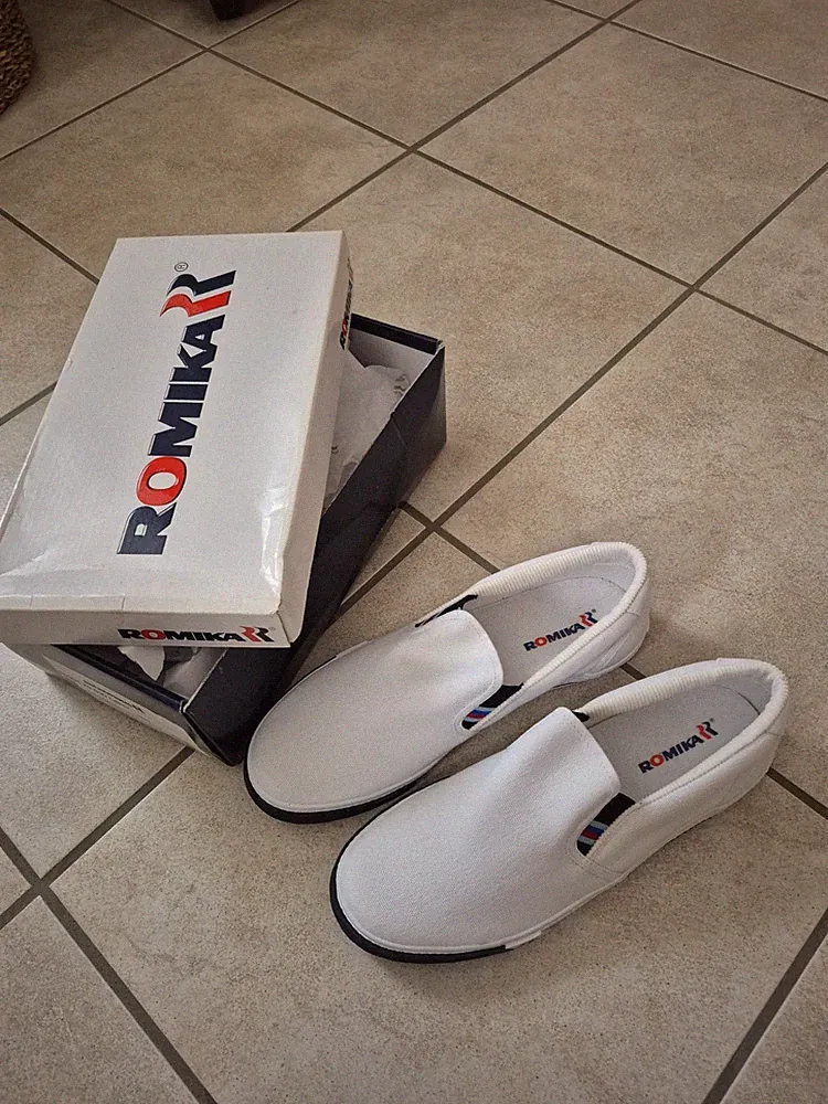 Romika Herren Loafer Weiß Slip On Halbschuhe Canvas Schlupfschuhe Gr. 43