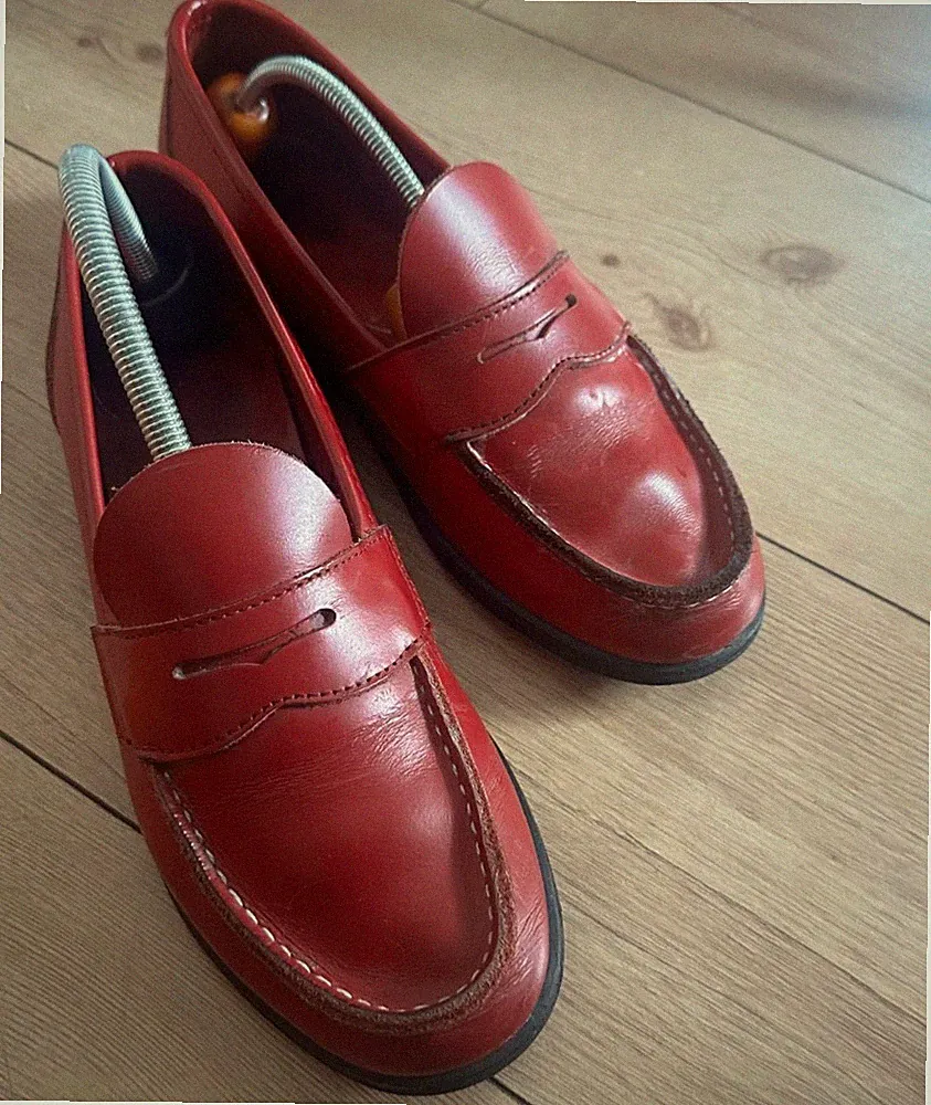 Rote Leder Penny Loafer Slipper Gr. 40 – klassisch & elegant