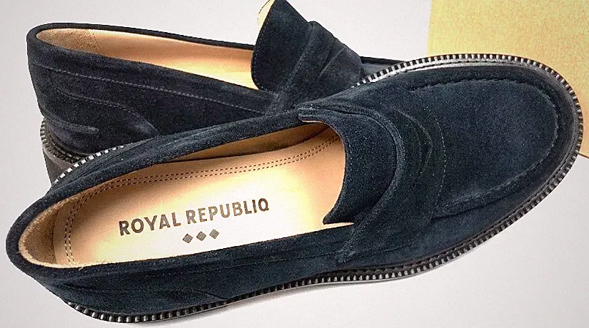 Royal Republiq Deep Blue Suede Loafers Homme Cuir Herren Leder EU 42 / UK 8...