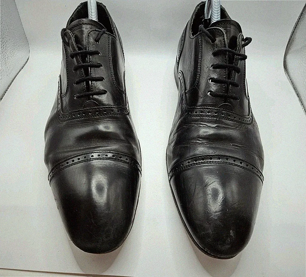 Russell and Bromley schwarz Leder Oxford elegante Schuhe Herren UK 9,5 handgefertigt Brogue