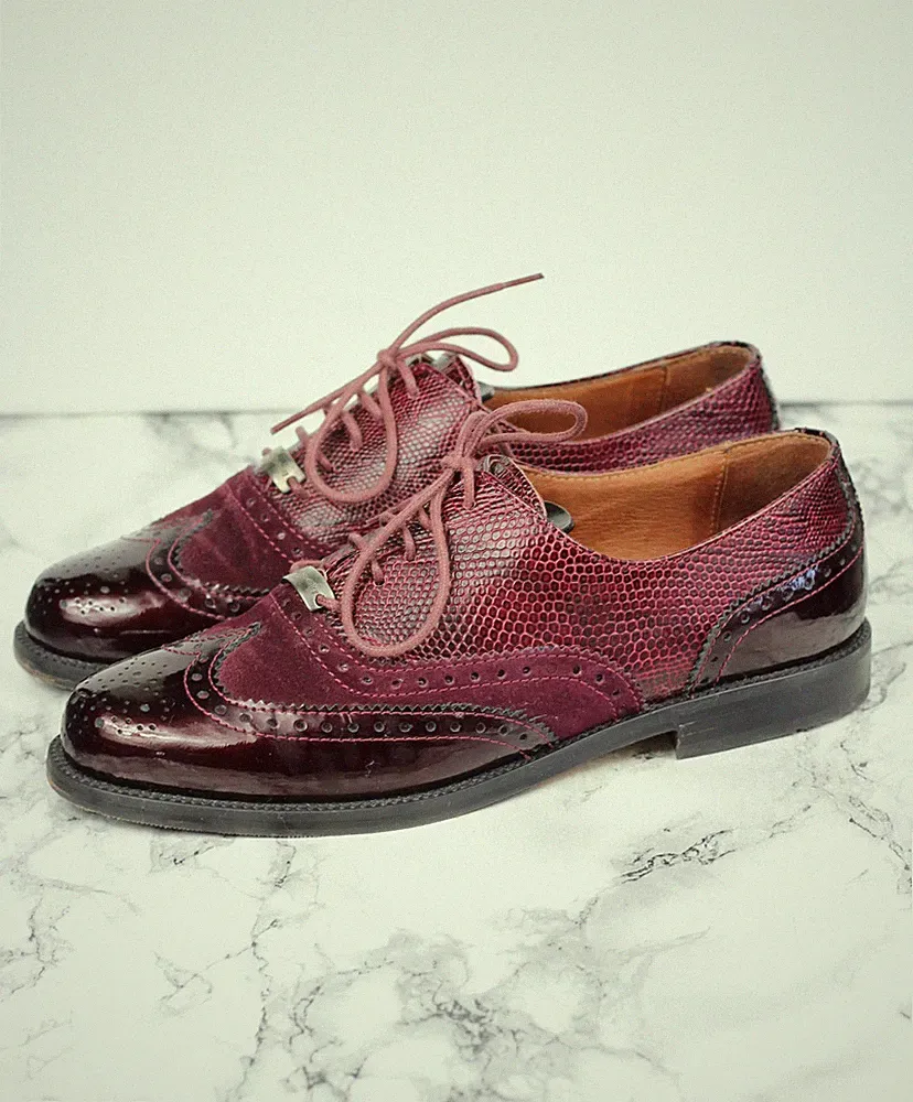 Russell & Bromley Abacrombie Burgund Leder Brogues Halbschuhe, Größe UK 5 / EU 38