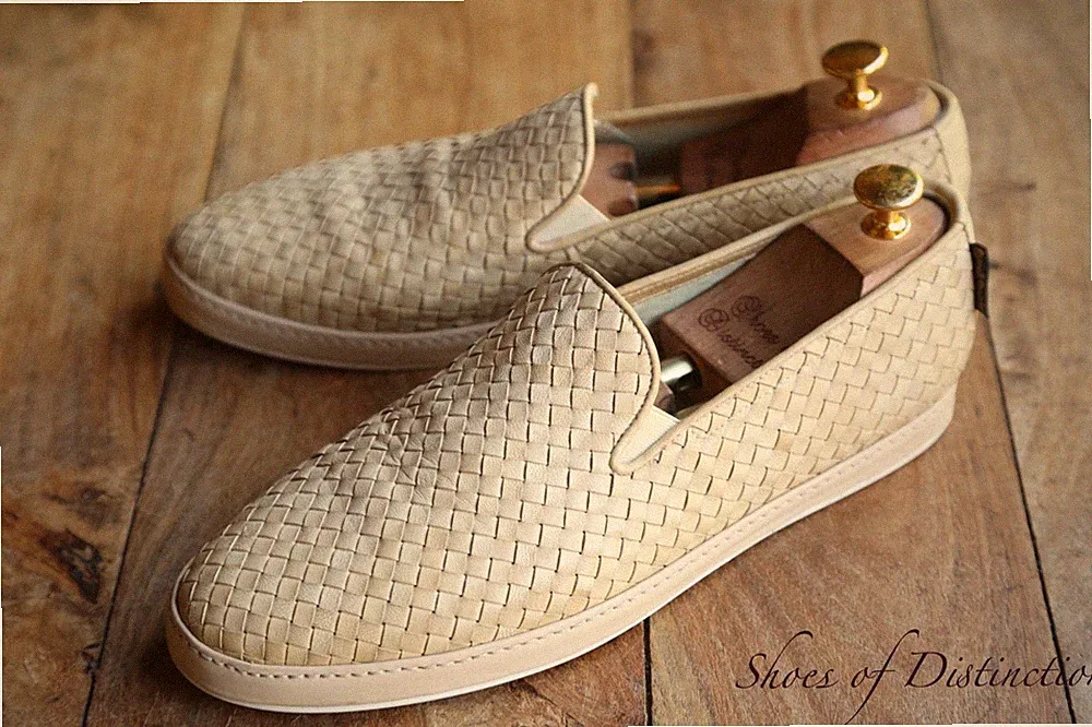 Russell & Bromley Beige Woven Espadrilles Halbschuhe Schuhe Herren UK 8 US 9 EU 42