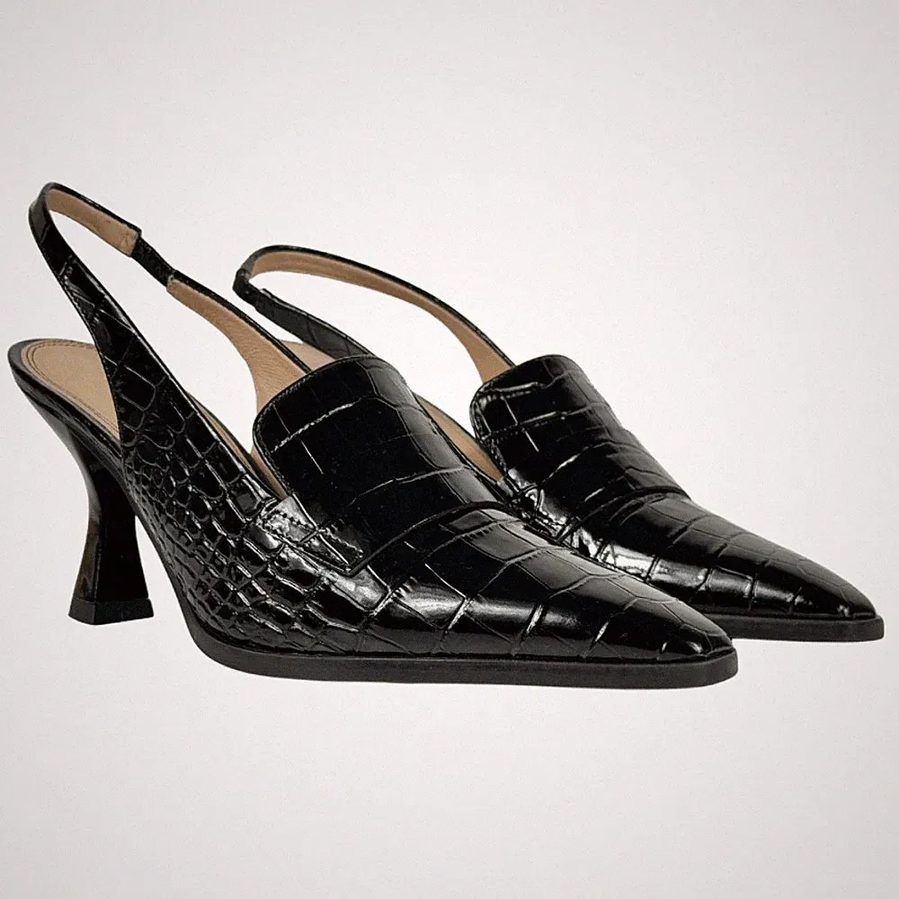 Russell & Bromley Black Totter Slingback Heeled Loafers UK 4 EU 37