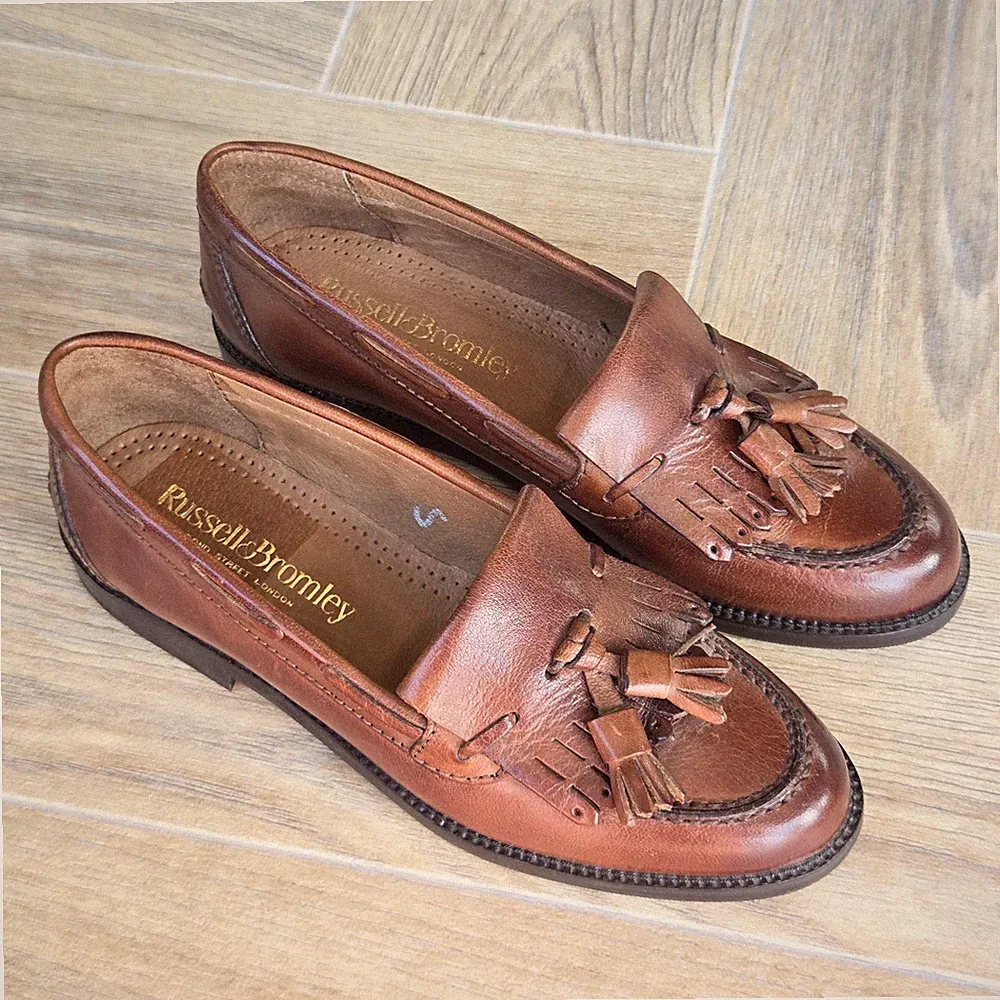 Russell & Bromley Chester hellbraune Leder Halbschuhe, Größe UK 3,5 / EU 36,5