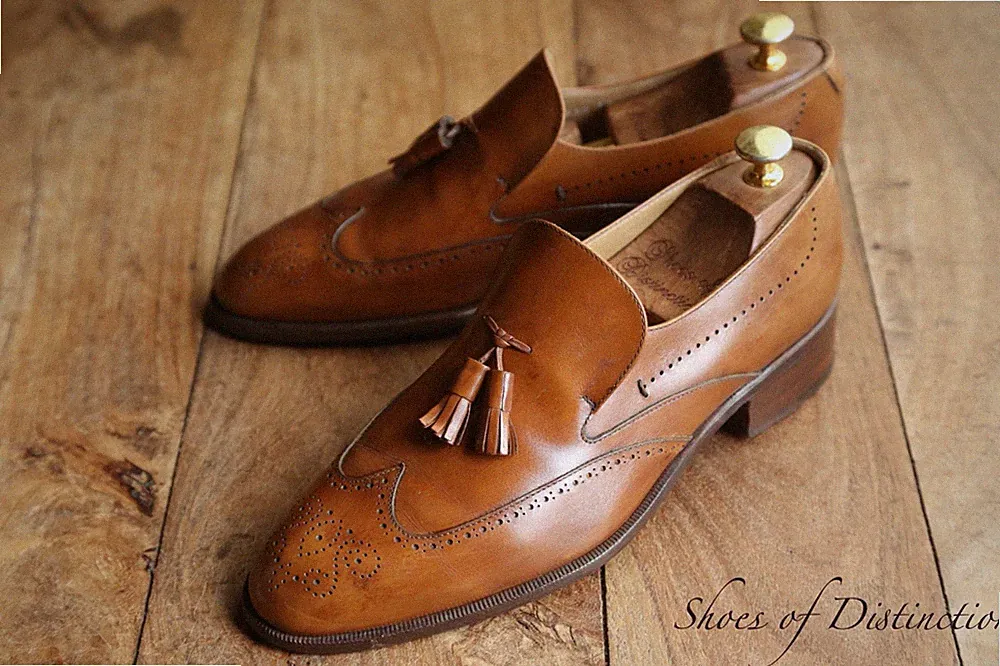Russell & Bromley hellbraun Leder Quasten Halbschuhe Schuhe Herren UK 7 US 8