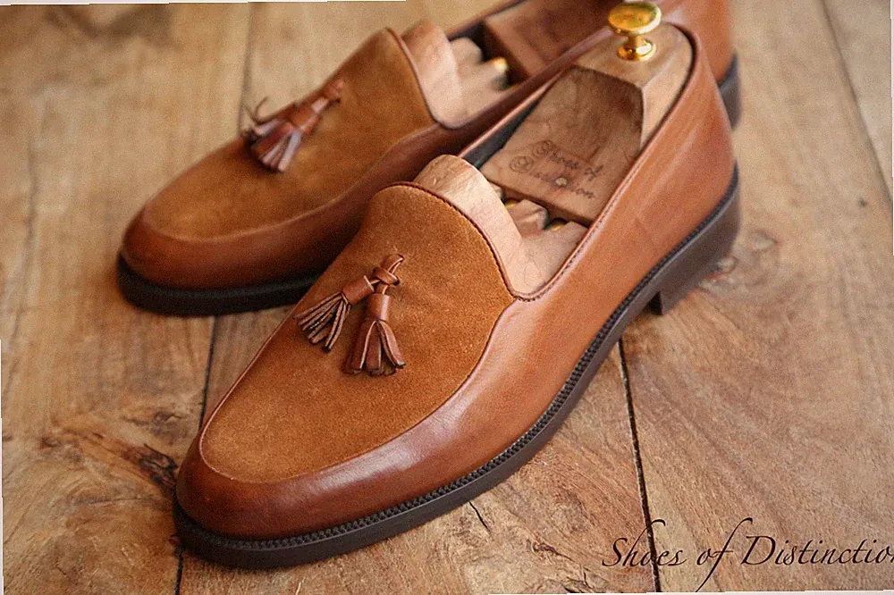 Russell & Bromley hellbraun Wildleder Leder Quasten Schuhe Halbschuhe Herren UK 9,5