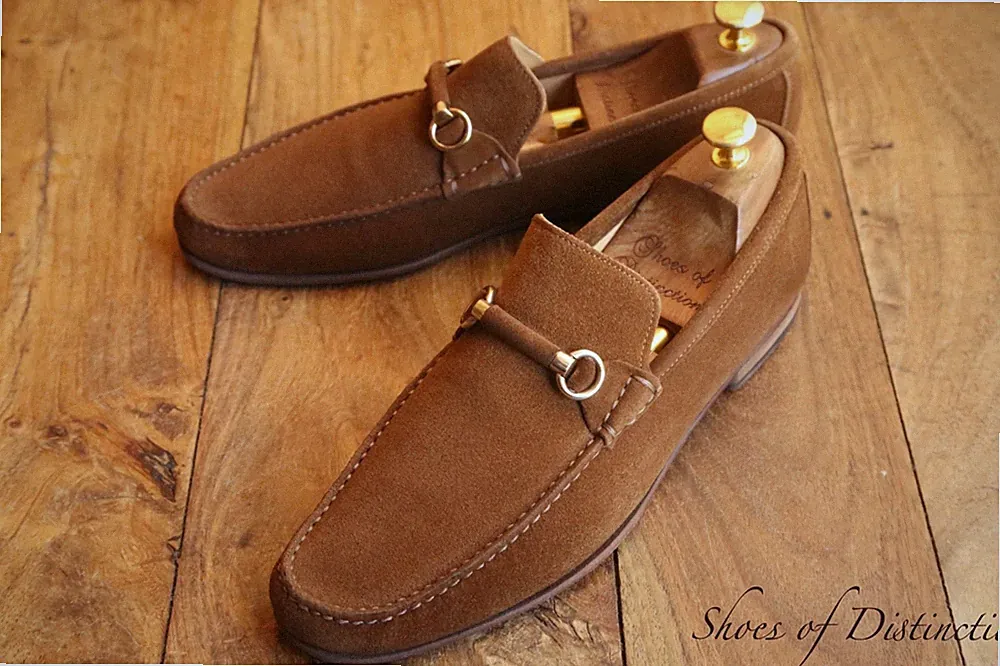 Russell & Bromley hellbraun Wildleder Messing Bit Halbschuhe Schuhe Herren...
