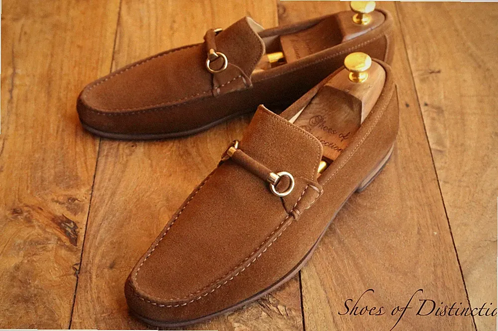 Russell & Bromley hellbraun Wildleder Messing Bit Halbschuhe Schuhe Herren UK 7,5 US 8,5