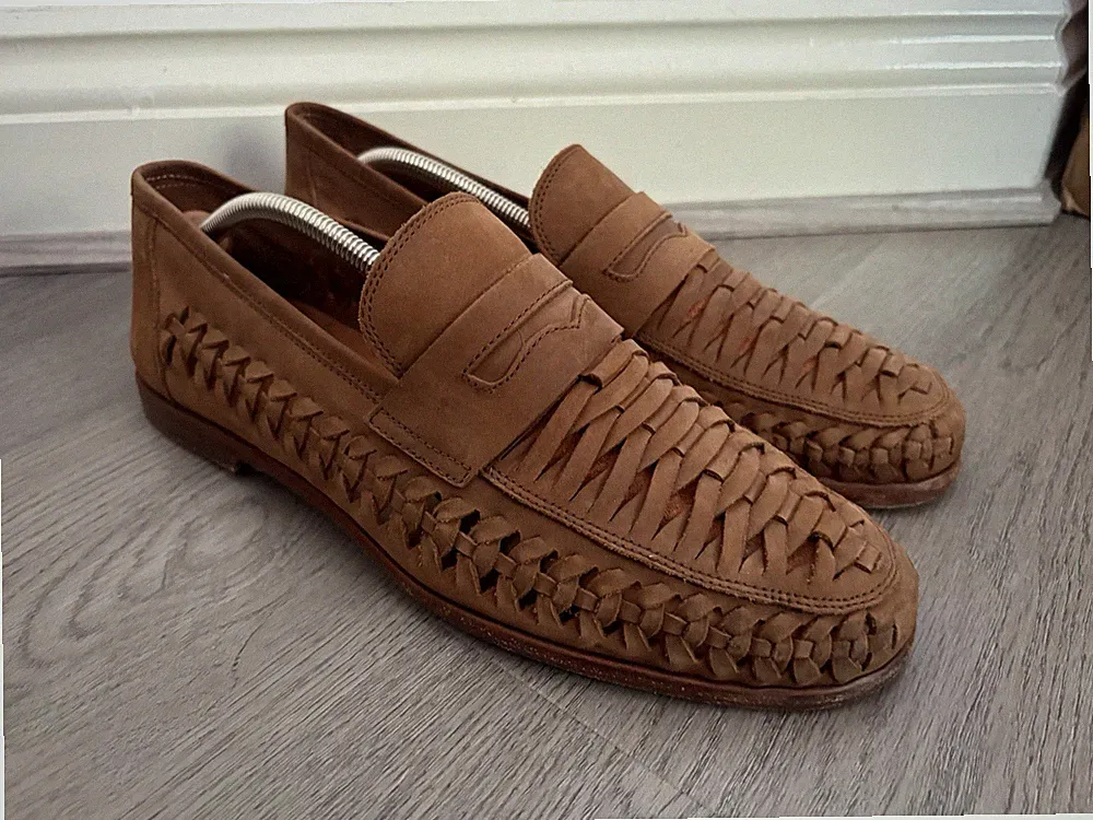 Russell & Bromley Herren Braun Gewebt Weich Leder Halbschuhe Größe UK 10 EU 44