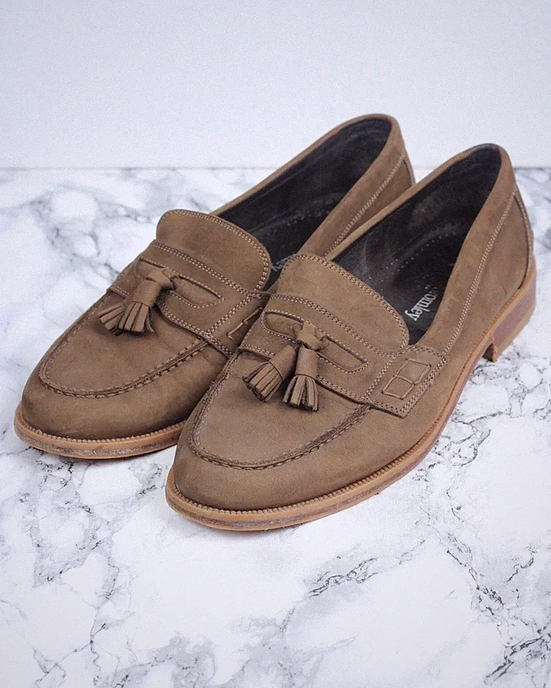 Russell & Bromley Herren Halbschuhe Beige Nubukleder, Größe EU 44,5 / UK 10,5