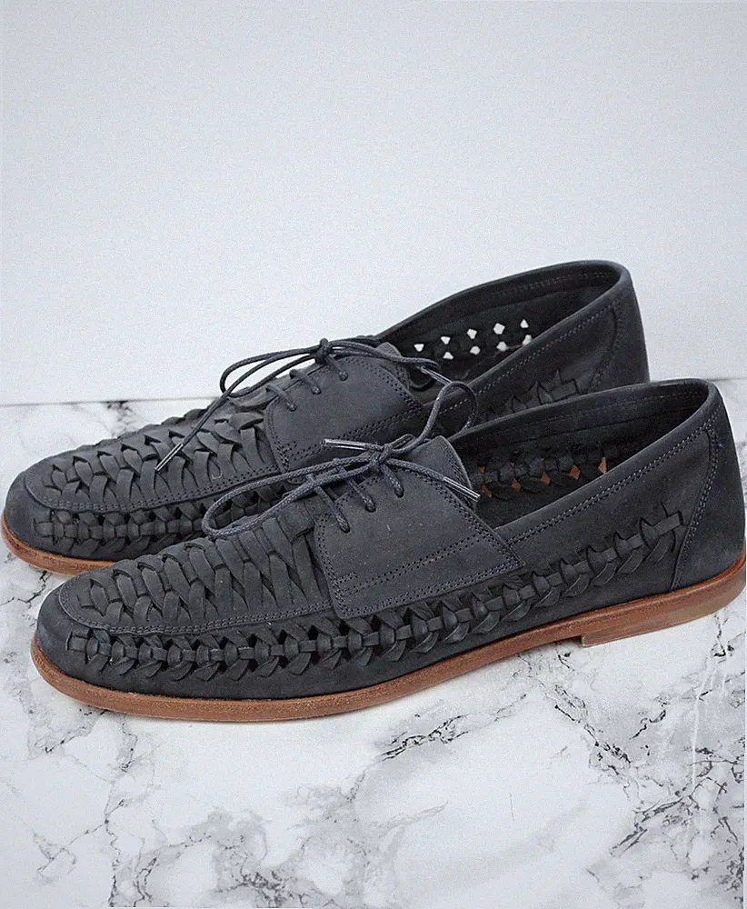 Russell & Bromley Herren Navy Woven Nubuk Leder Halbschuhe, Größe EU 43 / UK 9