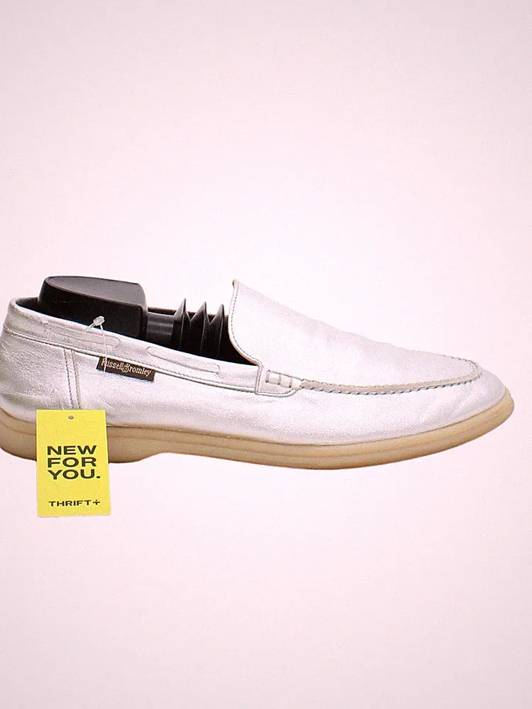 Russell & Bromley Herrenschuhe UK 7 Silber 100% Leder Halbschuh