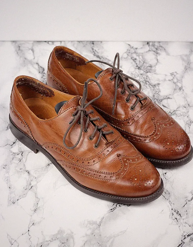 Russell & Bromley Jeeves hellbraune Leder Brogues Halbschuhe Größe UK 5,5 / EU 38,5
